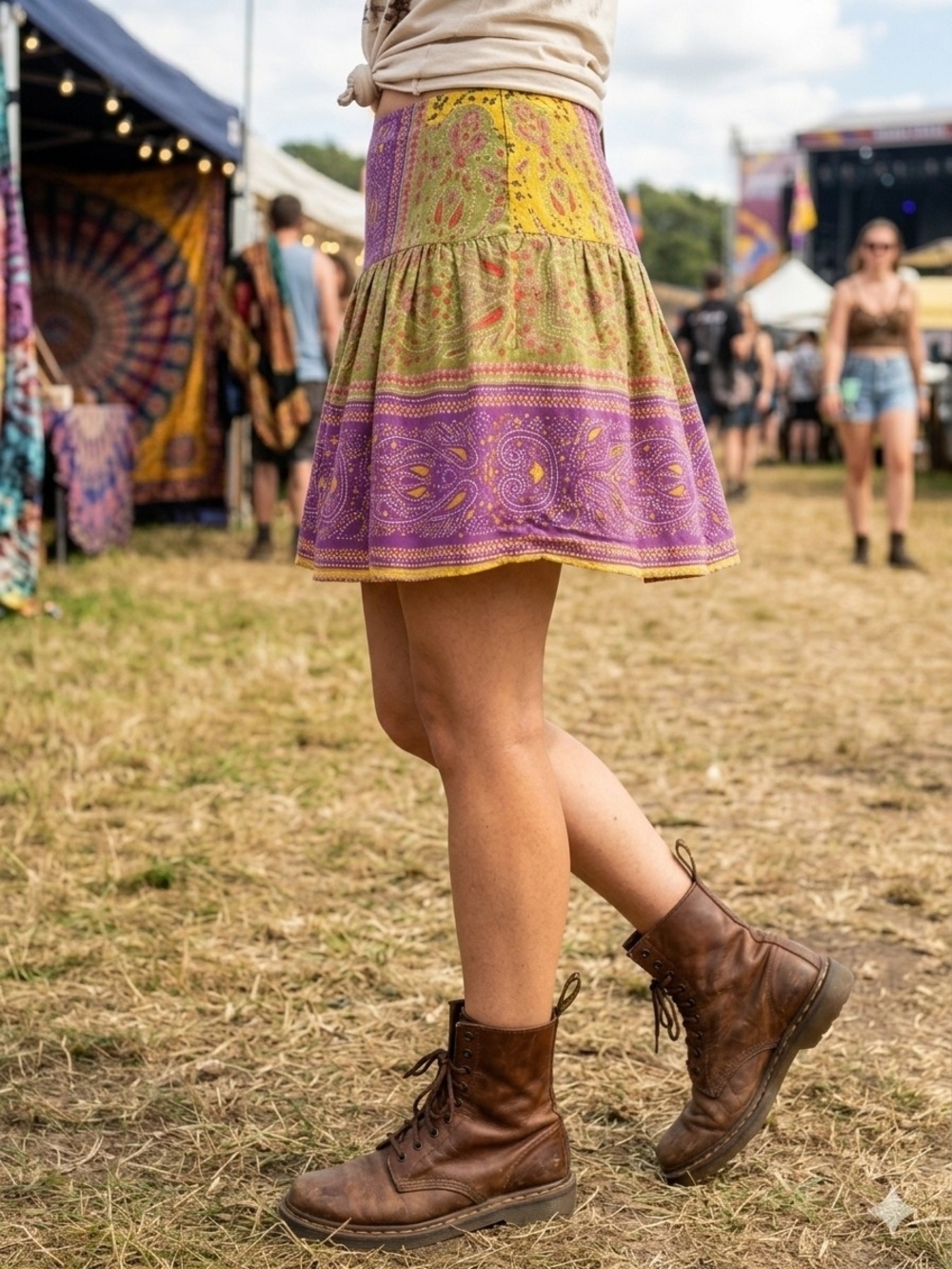 NWT Funky People Boho Paisley Cotton Mini Skirt Festival M